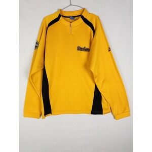Reebok Pittsburgh Steelers Mens L Quarter Zip Pullover Yellow NFL 90s